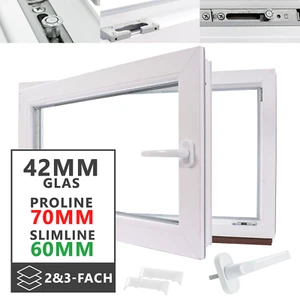 Kellerfenster Kunststoff Fenster Dreh Kipp 2- 3- fach Glas Prio Lieferung weiß - Bild 1 von 65