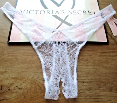 VICTORIA'S SECRET VERY SEXY High Leg Thong Panty VS White Lace S M L XL Open NWT - Image 1 of 4