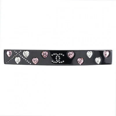 Heart Plastic x Rhinestone Black 04A Women's Japan Black Free Shipping - Image 1 of 4