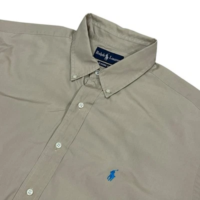 Ralph Lauren Shirt Mens XL Classic Fit Tan Button Down Short Sleeve Preppy - Image 1 of 4
