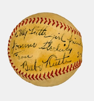 1947 Babe Ruth Signed, Dated & Inscribed OAL Harridge Baseball on Side Panel JSA - Image 1 of 4