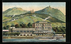 Künstler-AK Königswinter, Hotel Europäischer Hof mit Dampfer 1909 - Picture 1 of 2