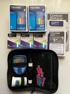 Contour Plus Blue And Microlet Next Lancets,完整带试纸和计量器 — 第 1/4 张图片