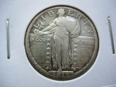 1919-S  VF  KEY DATE STANDING LIBERTY SILVER QUARTER -DIRTY -  L1436 - Image 1 of 2