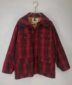 Vintage Woolrich Buffalo Karo Wollmantel Herren 503 Mackinaw Rot Schwarz Gr. 44 XL - Bild 1 von 14