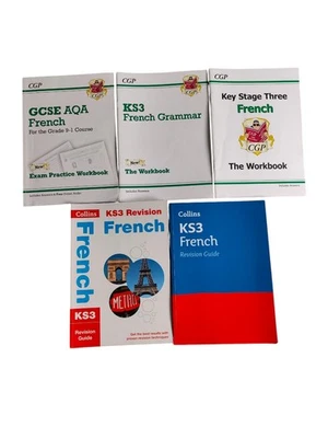 USED CONDITION CGP & Collins GCSE FRENCH Revision Study Bundle Books X6 - Image 1 of 4