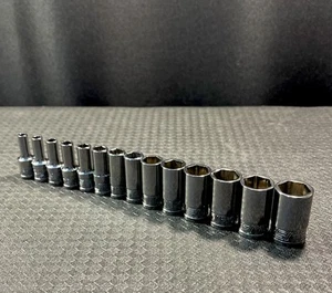 Snap-On Tools 1/4" Flank Drive 14pc METRIC FDX Xtra SEMI-DEEP 6pt Sockets 4-15mm - Picture 1 of 15