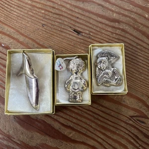 3 VINTAGE .925 STERLING SILVER SHOE MONKEY SHOE (?) PIN BROOCH - Picture 1 of 7