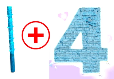 Number Four 4 Blue Pinata Birthday Party Pull String Celebrations Parties Fiesta - Image 1 of 4