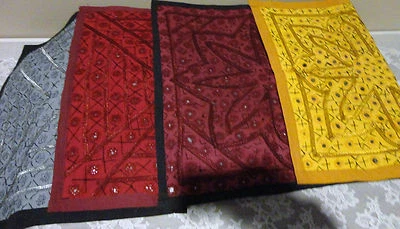 Oriental Hand Mirror Embroidered 14” Square Sofa Cushion Pillow Covers Pakistan - Image 1 of 4