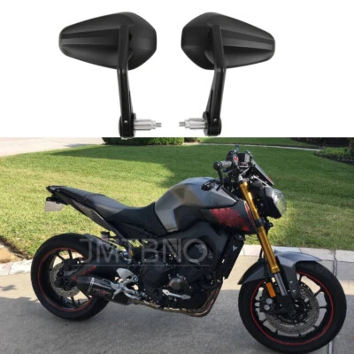 For Yamaha FZ-09 FZ-07 MT-07 MT-09 Motorcycle Black 7/8" Handle Bar End Mirrors - Image 1 of 4