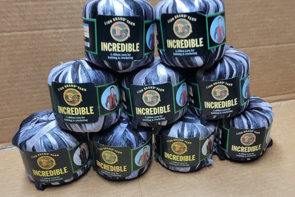 Lion BRAND Yarn Incredible Accent on Black 204 Fun Vintage Ribbon 50gm