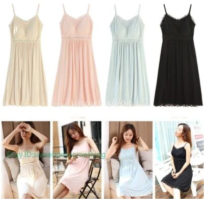 Длинный Cami со встроенной полки бюстгальтер скольжения платье женщин Майка белье Sleepwear - Изображение 1 из 4