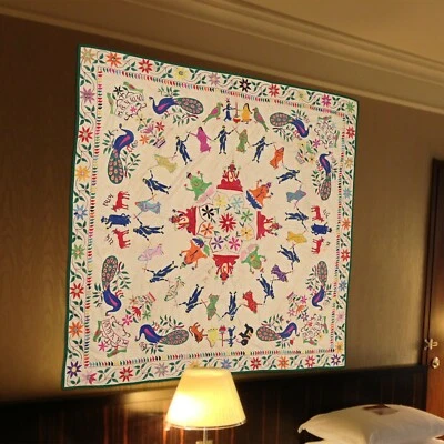 Wall Hanging Peacock Printed Indian Handmade Tapestry Cotton For Home Decor. - Image 1 of 4