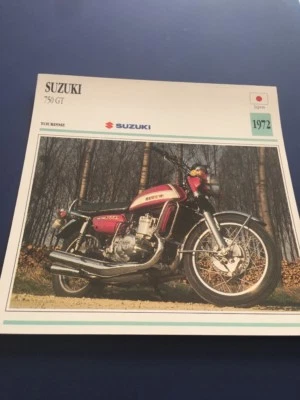 Suzuki 750GT 1972 750 GT GT750 Buffalo Carta Moto Colección Atlas Japón - Imagen 1 de 2