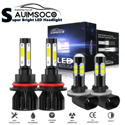 4-Sides LED Headlights High Low Beam Fog Light Bulbs For 2000-2002 Nissan Quest - Image 1 of 4