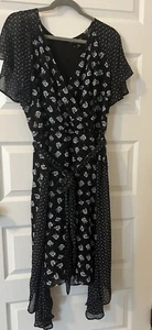 Lane Bryant Womens Black Floral Waist Belted A-Line Dress Plus Size 18 - Picture 1 of 3