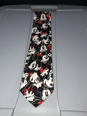Винтажный Mickey Inc. Disney шелк Микки Маус черный красный белый взрослый галстук - Изображение 1 из 2
