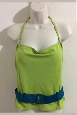 Новый Newport News плавать зеленый синий пояс подпоясанный танкини плавать с бретелью через шею Топ 14 - Изображение 1 из 4