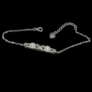 Bracciale Donna Argento 925 catenina con puntiluce brillanti farfalla regolabile - Foto 1 di 13