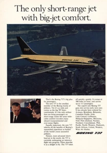 1967 Boeing 737: Short Range Jet Big Jet Comfort stampa vintage annuncio - Foto 1 di 1
