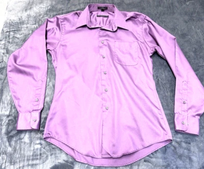 Camisa Geoffrey Beene Hombre Mediana Púrpura Con Botones Sin Arrugas Satén Cuello Foto 1 de 4