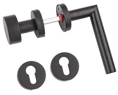 JUVA Türgriff schwarz Edelstahl Knopf Türklinke Wechselgarnitur PZ rund Türknauf Set