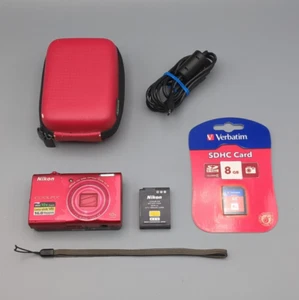 Nikon Coolpix S6200 16.0MP Digital Compact Camera Red 10x, Charger, SD, READ - Imagen 1 de 24