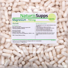 Magnesium Glycinate 750mg Veg Capsules Clean No Fillers - UK Made by NaturSupps