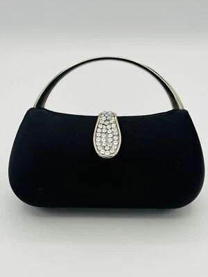 Black Clutch Purse With Swarovski Crystals - Image 1 of 4