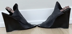 Balenciaga | Glove Wedge Heels | Gray Suede w/ Black Wedge | Peep Toe | EU 40 - Picture 1 of 12