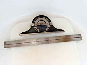 Vintage Machinist Tool  Machinist's Protractor Head w/ Bubble Level and Ruler - Picture 1 of 2