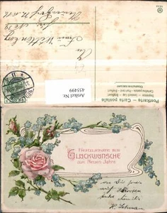 455499,Künstler Litho Neujahr Blumen Rosen - Picture 1 of 1