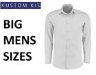 BIG LARGE MENS Kustom Kit KK142 long sleeve shirt office casual work light GREY