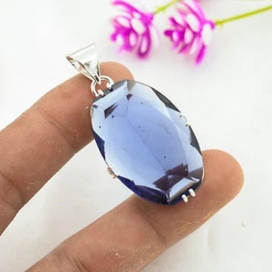 Iolite Gemstone Pendant Handmade 925 Sterling Silver Jewelry For Thanksgiving - Picture 1 of 4