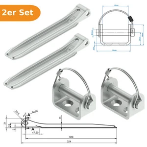 2x Bordwandscharnier Anhänger Set 320mm Klappscharnier Stellbordscharnier Halter - Bild 1 von 5