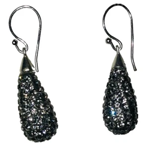 Silver toned Sparkling Glistening Pear Shape, Teardrop Earrings - Picture 1 of 3