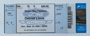 2006 Green Bay Packers at Detroit Lions Full Ticket 9/24/06 Favre 400 TD - Picture 1 of 2