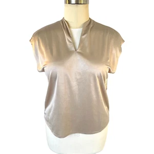Tahari - Women's XL Blouse V-Neck Champagne Gold Short Dolman Sleeve - Picture 1 of 10