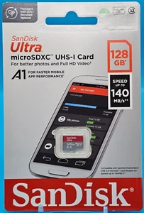 SanDisk Ultra 128GB microSDXC UHS-I 140 MB/s, C10, U1, Full HD, A1, Micro SD New - Photo 1 sur 2