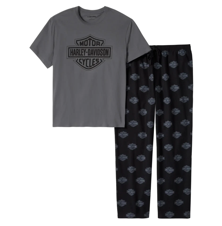 Juego de pijama Harley-Davidson barra y escudo gris/negro 96471-25VM Foto 1 de 1