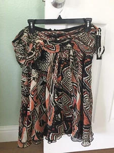 NWT Nine West Womens Plus Size 16W Silk Boho Tribal Flared Midi Lined Skirt - Picture 1 of 12