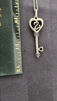 Jane Seymour Open Heart Key Diamond Sterling Silver Pendant Necklace Black  Foto 1 de 4