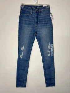 NWT Old Navy High Rise Jeans Jeggings Girls Sz 14 Skinny Adjust Waist Distressed - Picture 1 of 13