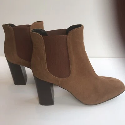 Anthropologie Sixtyseven Botines Gamuza Tostado Botas Tacón Bloque Talla 9.5 Foto 1 de 4