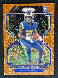2021 PANINI PRIZM TUTU ATWELL Rookie Card ORANGE DISCO LA RAMS - Picture 1 of 2