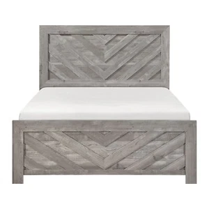 Contemporary Rustic Gray Finish California King Size Panel Bed Wooden Bedroom Fu - Picture 1 of 9