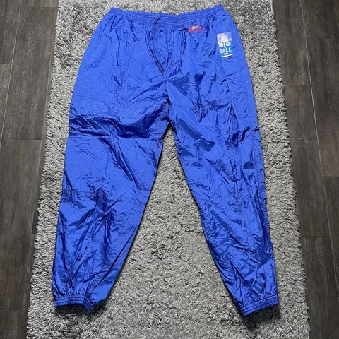 VTG Buffalo Bills Pants Mens 3X Big & Tall Blue Windbreaker Tapered Lined 90s Cover