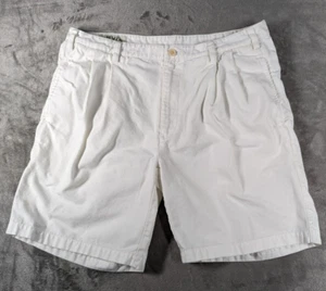 Orvis Shorts Mens 36 White Chinos Pleated 100% Cotton Casual Relaxed Beach - Picture 1 of 11