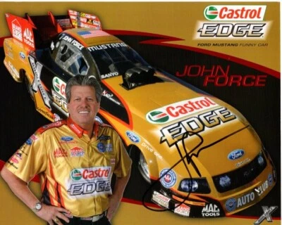 Tarjeta de héroe fotográfico firmada por John Force 8x10 NHRA con certificado de autenticidad holograma Foto 1 de 2